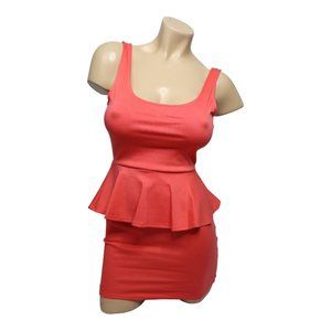 Forever 21 Scoop Neckline Sleeveless Peach Peplum Short Dress Women's Small